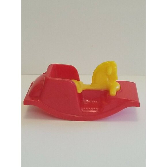 VTG ACME Thomas Toy Red Yellow Rocking Horse Dollhouse Miniature Plastic - Picture 3 of 9